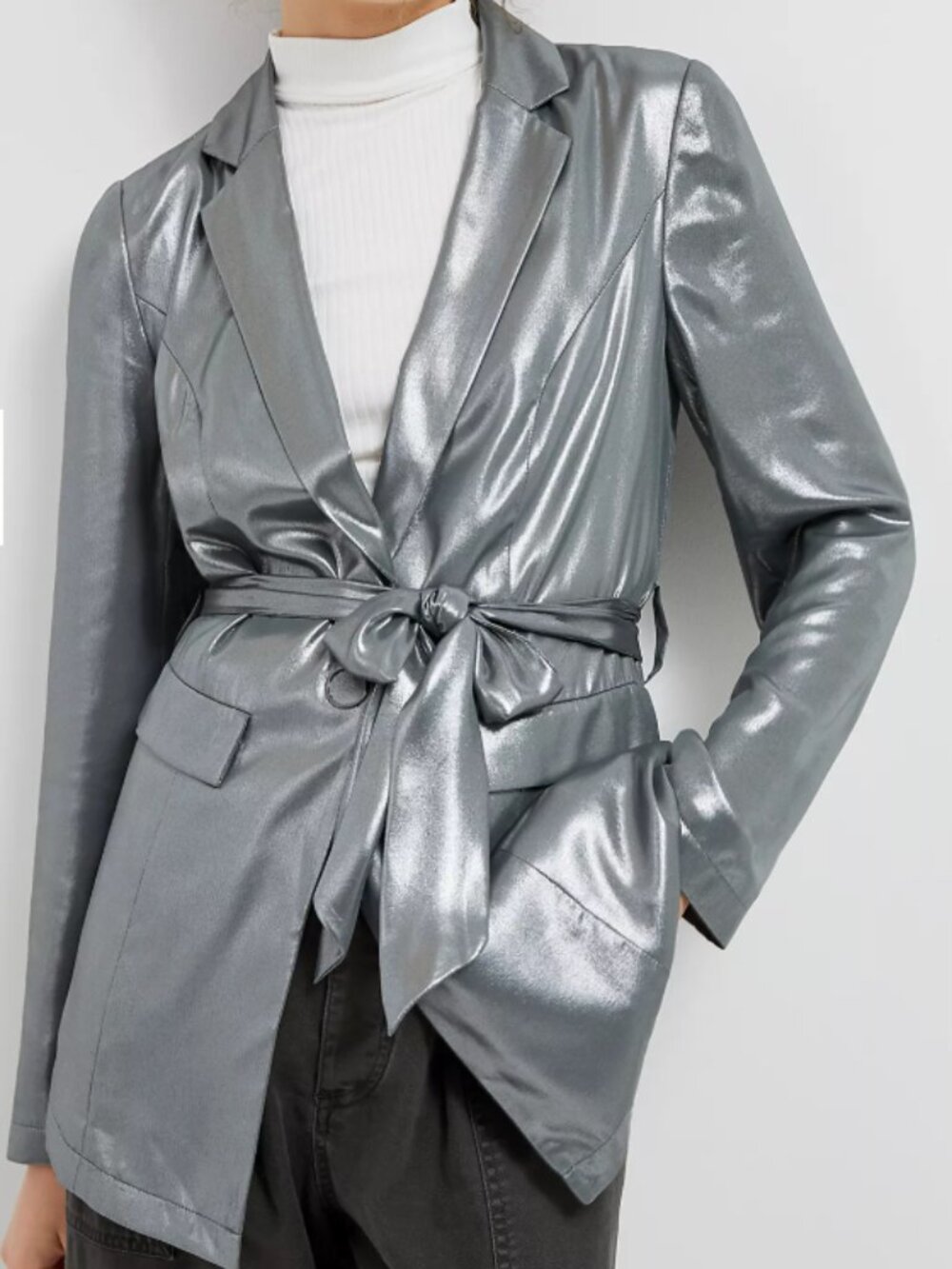 Anthropologie x Maeve Zada Metallic Lightweight Longline Blazer Size 6